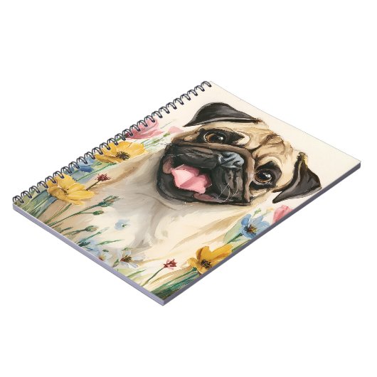 Pug Notebook – Watercolor Notizblock (Linke Seite)
