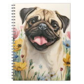 Pug Notebook – Watercolor Notizblock (Vorderseite)