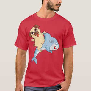 Pug Owners Pug Riding Shark Pug Lovers T-Shirt