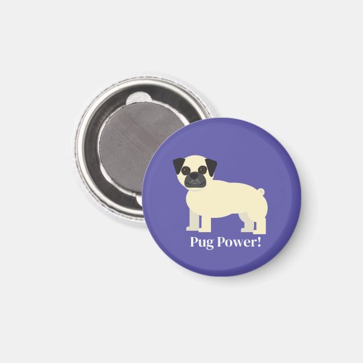 Pug Power Magnet (Vorderseite/Rückseite)