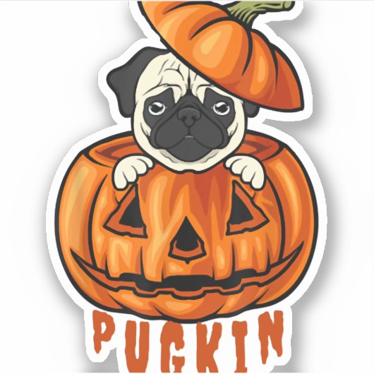 Pug Pumpkin Halloween Pugkin Costume For Pug Dog Aufkleber (Vorderseite)