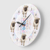 Pug Puppy Bright Lights Background Große Wanduhr (Winkel)