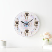 Pug Puppy Bright Lights Background Große Wanduhr (Zuhause)