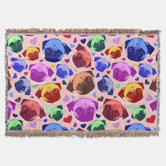 Pug Puppy Dog PopArt Retro Style Decke (Vorderseite)