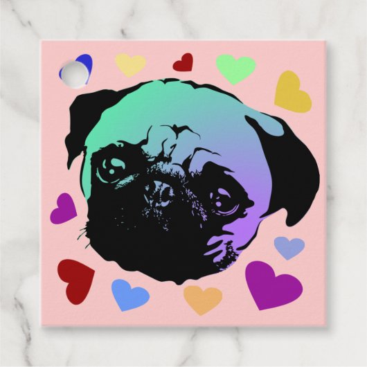 Pug Puppy Dog PopArt Retro Style Geschenkanhänger (Vorderseite)