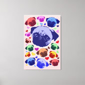 Pug Puppy Dog PopArt Retro Style Leinwanddruck (Vorderseite)