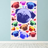 Pug Puppy Dog PopArt Retro Style Leinwanddruck (Insitu (Holzboden))
