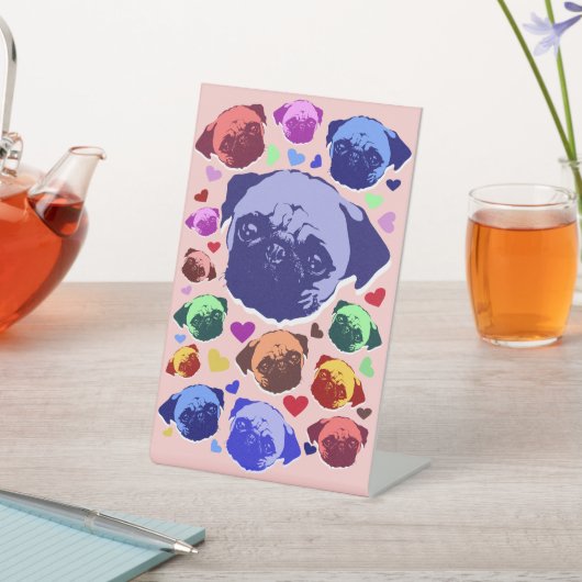 Pug Puppy Dog PopArt Retro Style Sockelschild (In SItu)