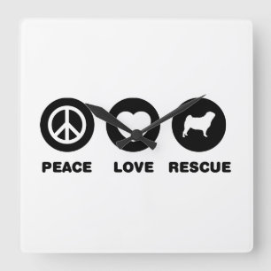Pug Quadratische Wanduhr