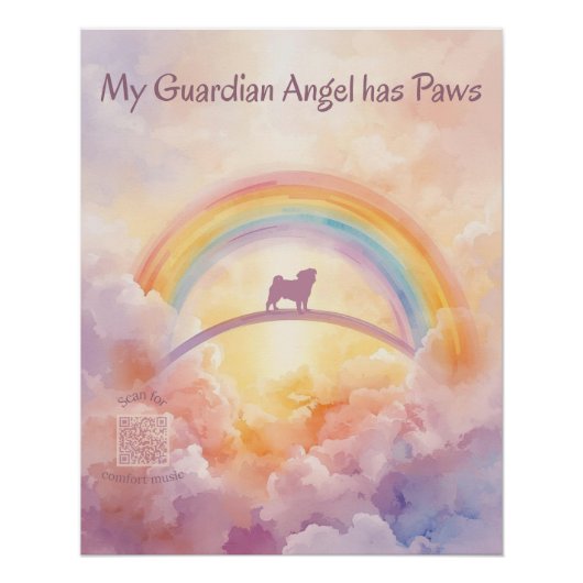 Pug Rainbow Bridge Memorial Art Print QR Music Poster (Vorderseite)