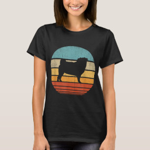 Pug Retro Vintage 60er 70er Sonnenuntergang Hunde T-Shirt
