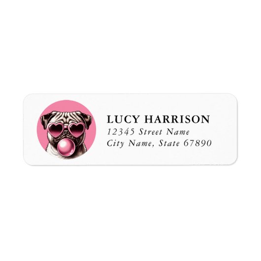 Pug Return Address Labels (Vorne)