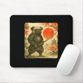 Pug Samurai Japanese Warrior Costume Sumi-e Art Fu Mousepad (Mit Mouse)