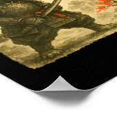 Pug Samurai Japanese Warrior Costume Sumi-e Art Fu Poster (Ecke)