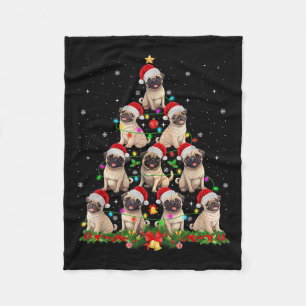 Pug Santa Hut Weihnachtsbaum Lichter Xmas Pugmas D Fleecedecke