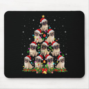 Pug Santa Hut Weihnachtsbaum Lichter Xmas Pugmas D Mousepad