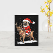 Pug Santa Riding Reindeer Christmas Holiday Puppy  Karte (Gelbe Blume)