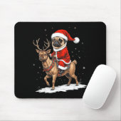 Pug Santa Riding Reindeer Christmas Holiday Puppy  Mousepad (Mit Mouse)