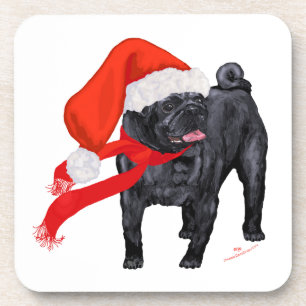 Pug Santa's Helper Untersetzer
