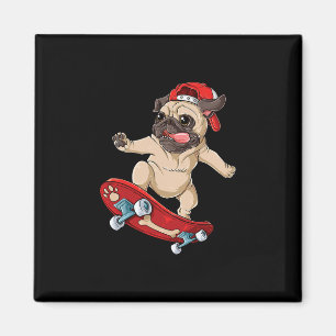 Pug Skateboard T-Shirt Hund Welpe Lustiger Skater  Magnet