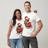 Pug Sleigh Ride T-Shirt (Unisex)
