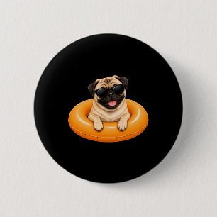 Pug-Sommer-Shirt Süßer Hund Pool Float Button