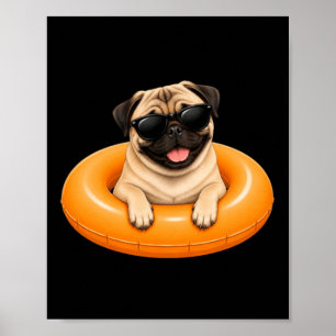 Pug-Sommer-Shirt Süßer Hund Pool Float Poster