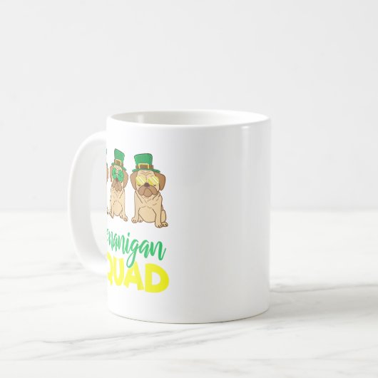 Pug Squad Funny Lucky St Patricks Day 2020 Team Gr Kaffeetasse (Vorderseite Links)