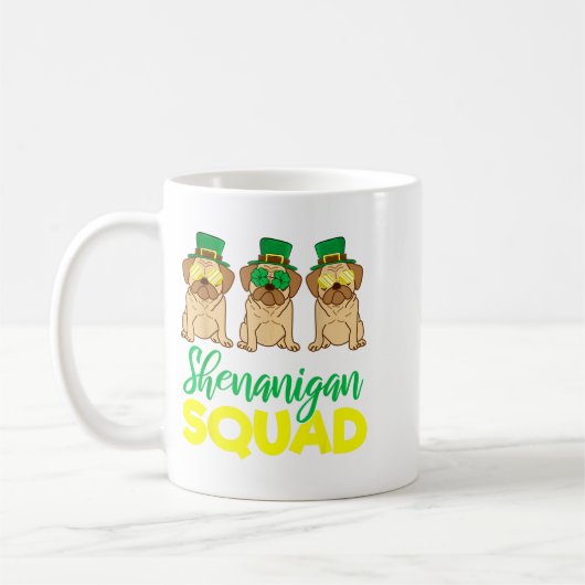 Pug Squad Funny Lucky St Patricks Day 2020 Team Gr Kaffeetasse (Links)