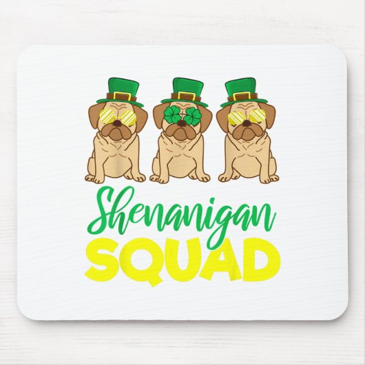 Pug Squad Funny Lucky St Patricks Day 2020 Team Gr Mousepad (Vorne)