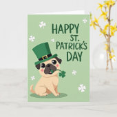 Pug St Patricks Day Happy Card Karte (Gelbe Blume)