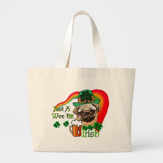 Pug St. Patricks Jumbo Stoffbeutel (Vorne)
