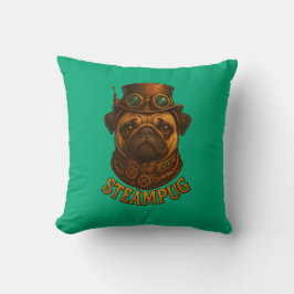 Pug Steampunk Cushion Vintage retro dog art  Kissen