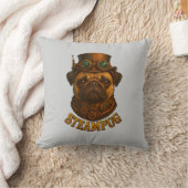 Pug Steampunk Cushion Vintage retro dog art Kissen (Decke)