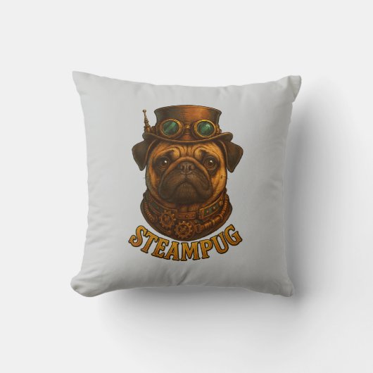 Pug Steampunk Cushion Vintage retro dog art Kissen (Vorderseite)