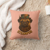 Pug Steampunk Cushion Vintage retro dog art Kissen (Decke)