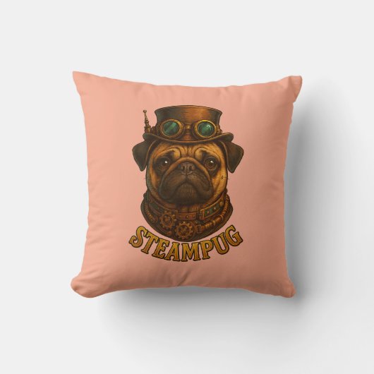 Pug Steampunk Cushion Vintage retro dog art Kissen (Vorderseite)