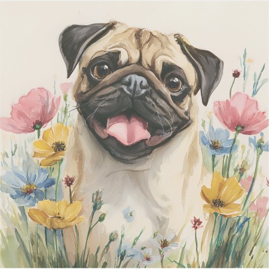 Pug Sticker – Watercolor (Vorderseite)