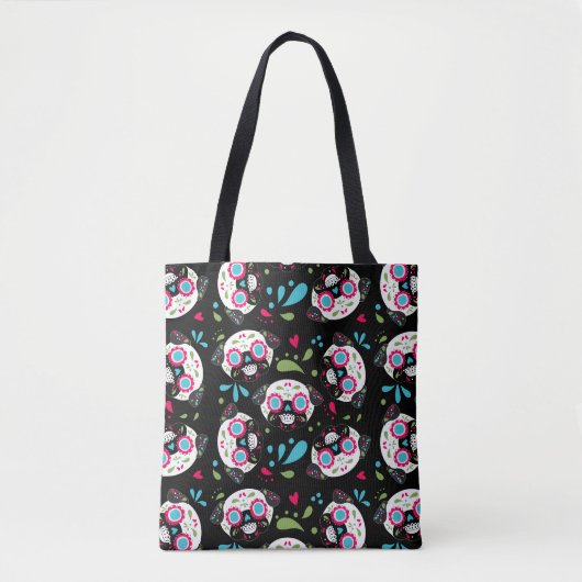 Pug Sugar Skull Pattern Front Single Skull On Back Tasche (Vorderseite)