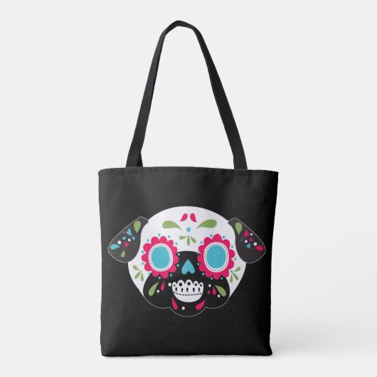 Pug Sugar Skull Pattern Front Single Skull On Back Tasche (Rückseite)