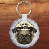 Pug Taxi custom name Keychain Schlüsselanhänger (Vorderseite)