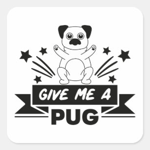 Pug Umarmung Welpen Mama Hund Papa Fell Mama Baby Quadratischer Aufkleber