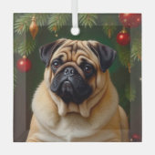 Pug Urlaub Ornament Aus Glas (Vorderseite)