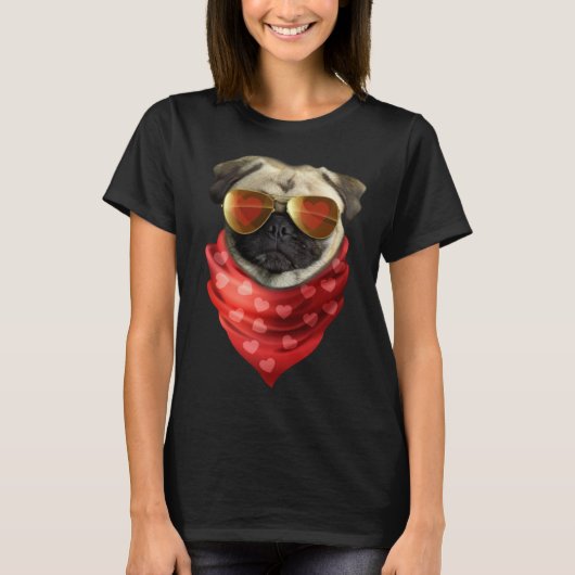 Pug  Valentines Day Heart Cute Valentine  Dog T-Shirt (Vorderseite)