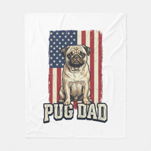Pug-Vater patriotisches Vintage-Gravur-Hunde-Shirt Fleecedecke