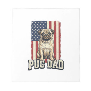 Pug-Vater Patriotisches Vintage-Gravur-Hunde-Shirt Notizblock