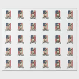 Pug-Vater-patriotisches Vintage-Prägung-Hunde-Shir Geschenkpapier