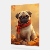 Pug Vibes: Cute Autumn Pug Acrylschild (Winkel)