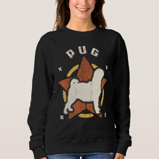 Pug Vintage Retro Classic Dog Sweatshirt (Vorderseite)