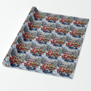 Pug Weihnachten Rotes Lastwagen Ferien Geschenkpapier